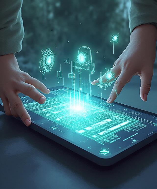 Entwurf eines Augmented Reality Interfaces mit schwebenden 3D-Objekten und holographischen Menüs